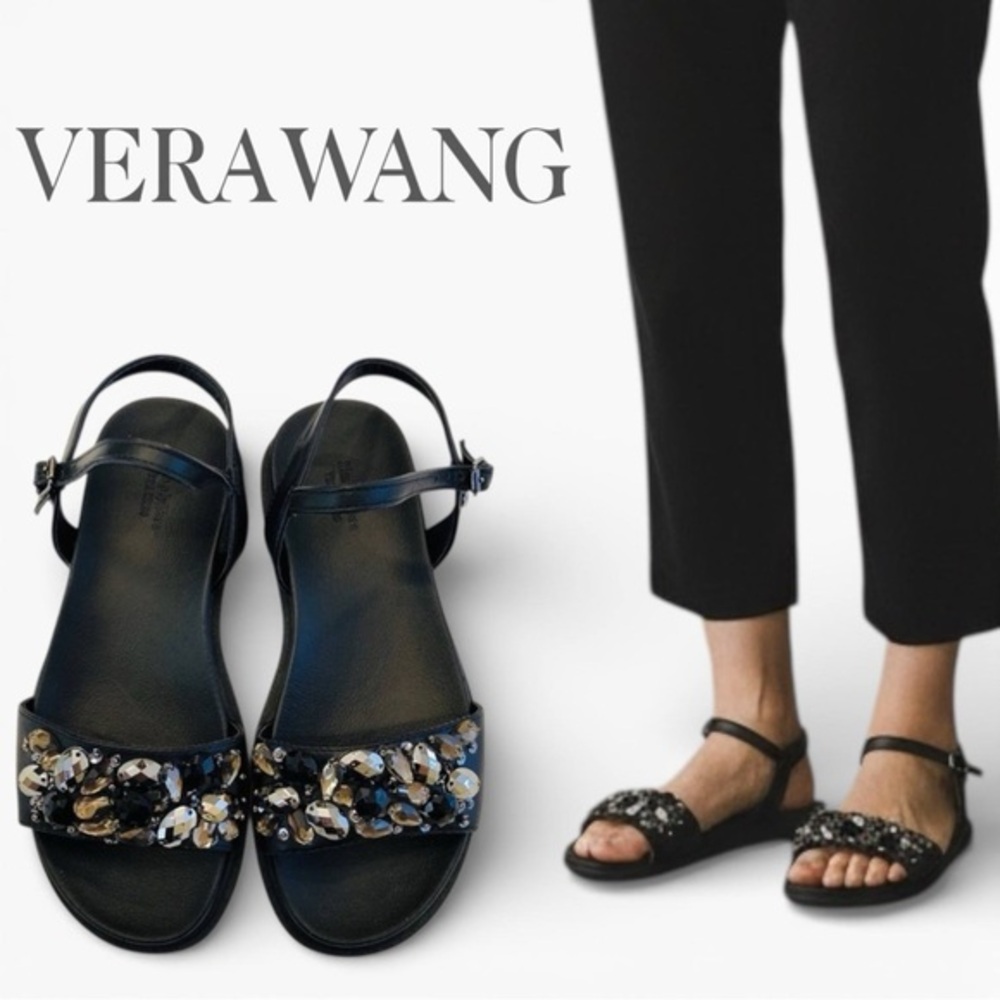 Simply Vera Vera Wang Women Sandals Black Embellished Slip-On Size 8.5